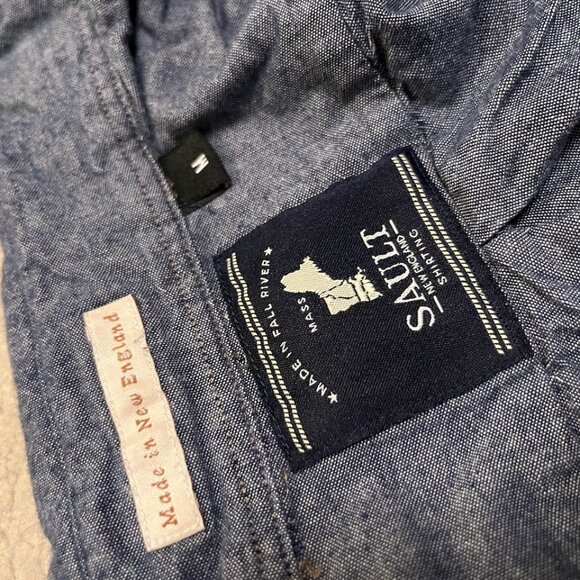 Sault New England - Made in USA Blue Chambray Shirt - Men's Medium - Picture 5 of 6